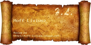 Hoff Líviusz névjegykártya